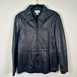 Vintage-Casual Corner-Women’s Black Leather Jacket- XL- Full Zip